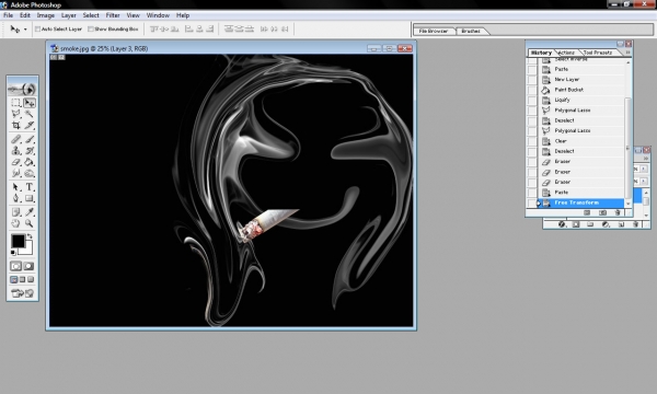 Creation of evil smoke ...smoking: Step 2